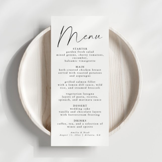 Elegant Script Wedding Reception Dinner Menu (Creator Uploaded)
