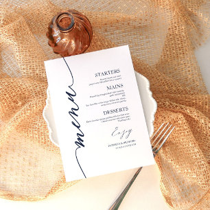 Elegant Script Wedding Reception Dinner Menu Card