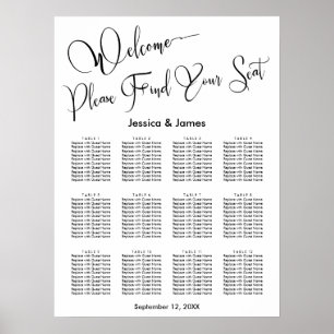 Elegant Script Wedding Reception Seating Chart