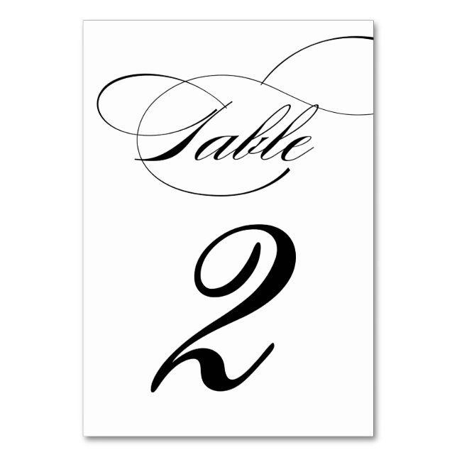 Elegant Script Wedding Reception Table Number (Front)