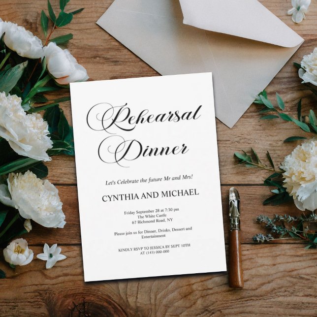 Elegant Script Wedding Rehearsal Dinner  Invitation (Creator Uploaded)