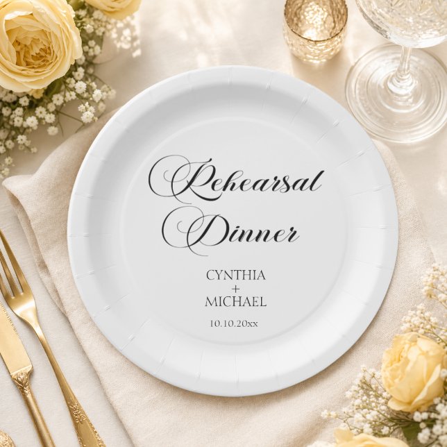 Elegant Script Wedding Rehearsal Dinner Paper Plate (Creator Uploaded)