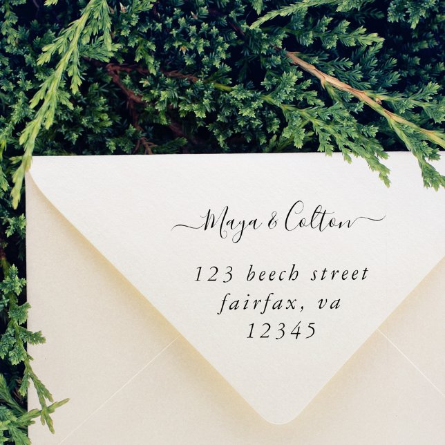 Elegant Script Wedding Return Address Self-inking Stamp (Creator Uploaded)