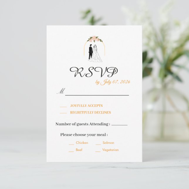 Elegant Script Wedding RSVP Card (Standing Front)