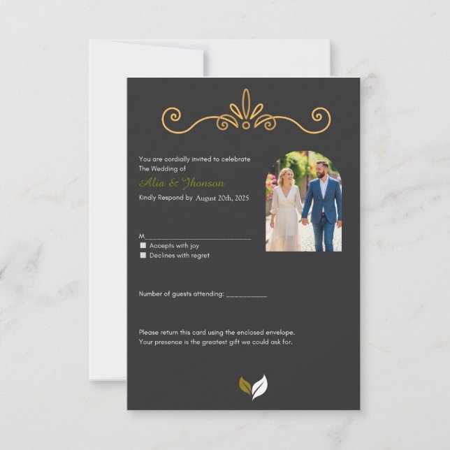 Elegant Script Wedding RSVP Card (Front)