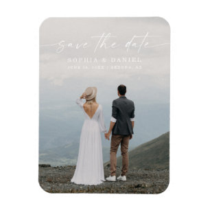 Elegant Script Wedding Save The Date Magnet