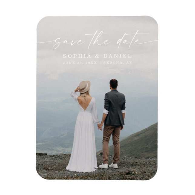 Elegant Script Wedding Save The Date Magnet (Vertical)
