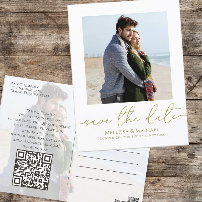 Elegant Script Wedding Save the Date Photo Postcard (Creator Uploaded)