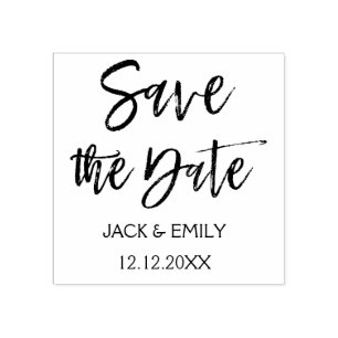 Elegant Script Wedding Save the Date Rubber Stamp