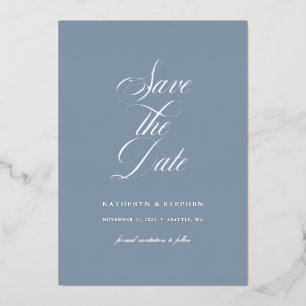 Elegant Script Wedding Save The Date Silver
