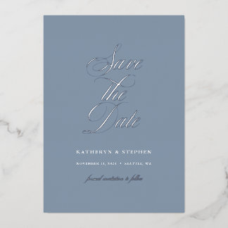 Elegant Script Wedding Save The Date Silver