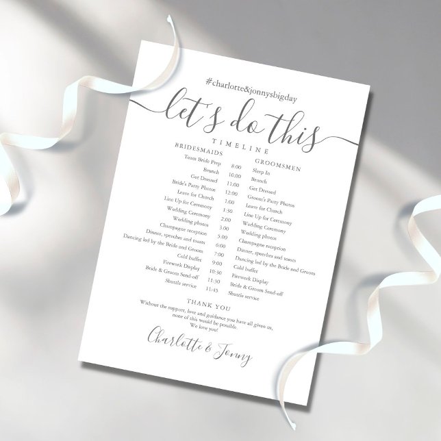 Elegant Script Wedding Schedule Timeline Programme (Creator Uploaded)