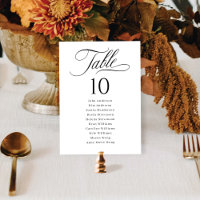 Elegant Script Wedding Seating Chart Table Numbers