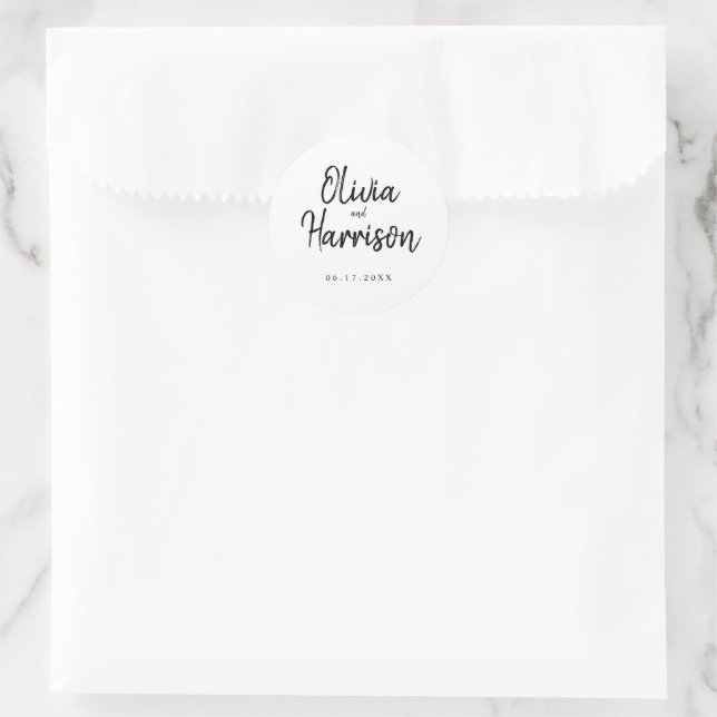 Elegant Script Wedding Sticker (Bag)