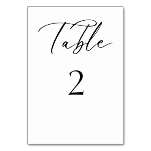 Elegant Script Wedding Table Card Black and White