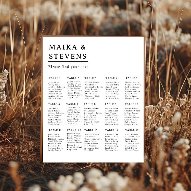 Elegant Script Wedding Table Seating Chart Foam (Creator Uploaded)