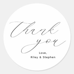 Elegant Script Wedding Thank You Classic Round Sticker