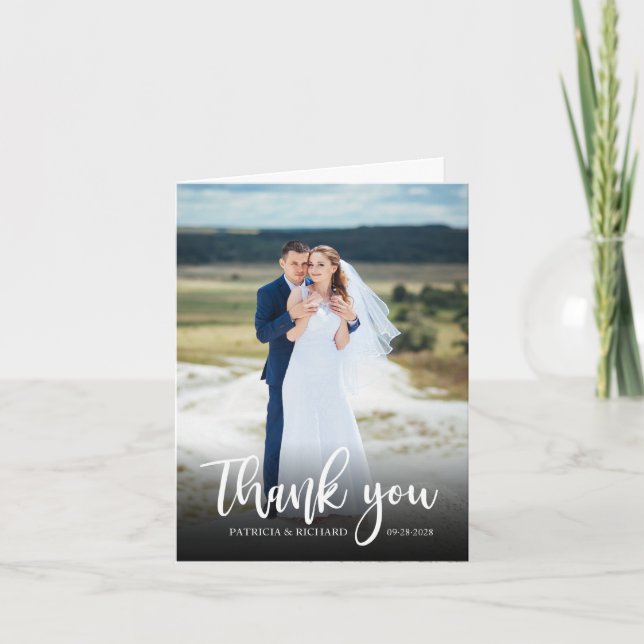 Elegant Script Wedding Thank You Photo (Front)