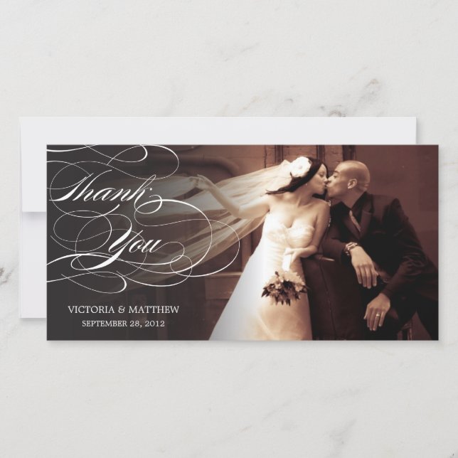 ELEGANT SCRIPT | WEDDING THANK YOU PHOTO CARD (Front)