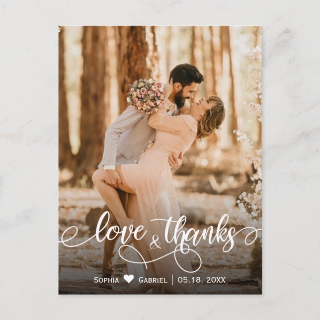 Elegant Script Wedding Thank You Photo Postcard (Front)