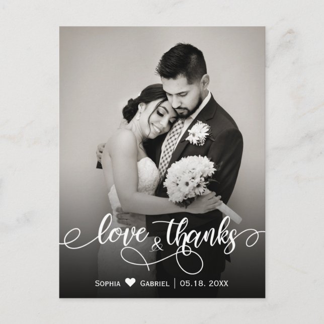 Elegant Script Wedding Thank You Photo Postcard (Front)