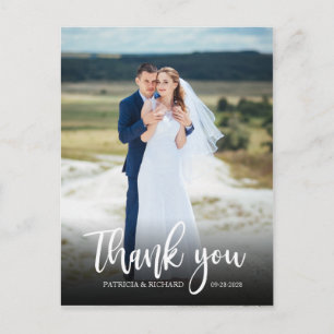 Elegant Script Wedding Thank You Photo Postcard