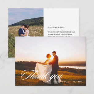 Elegant Script Wedding Thank You Photo W Note Card