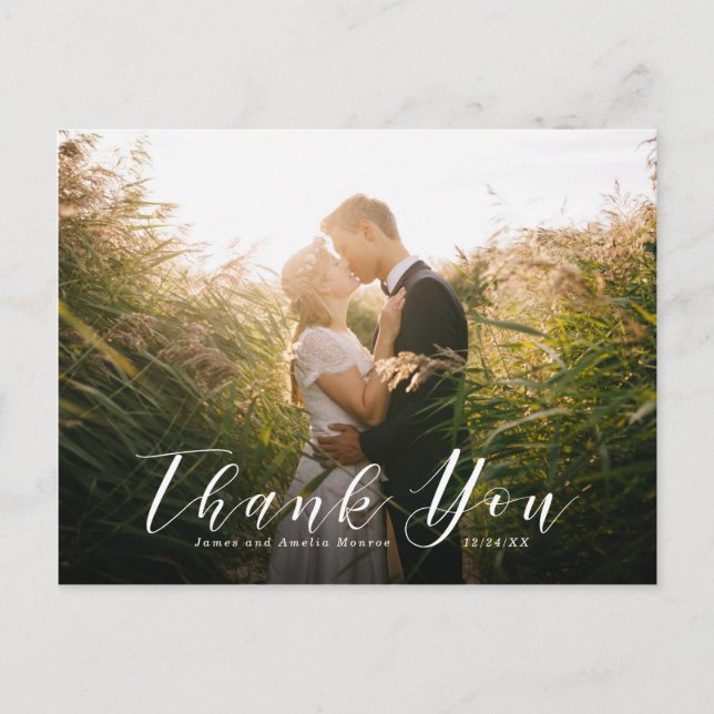 Elegant Script Wedding Thank You Postcard (Front)