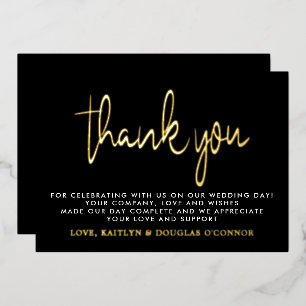 Elegant Script Wedding Thank You Real Foil