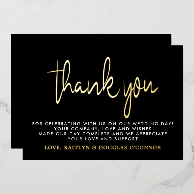 Elegant Script Wedding Thank You Real Foil (Front/Back)