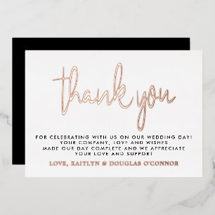 Elegant Script Wedding Thank You Real Foil