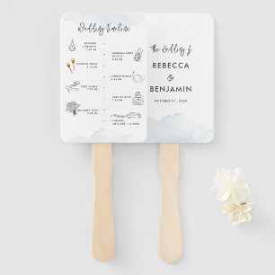 Elegant Script Wedding Timeline and Welcome Hand Fan