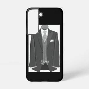 Elegant Script Wedding Tuxedo Suit Groom  Samsung Galaxy Case