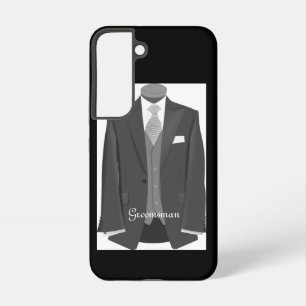 Elegant Script Wedding Tuxedo Suit Groomsman Samsung Galaxy Case