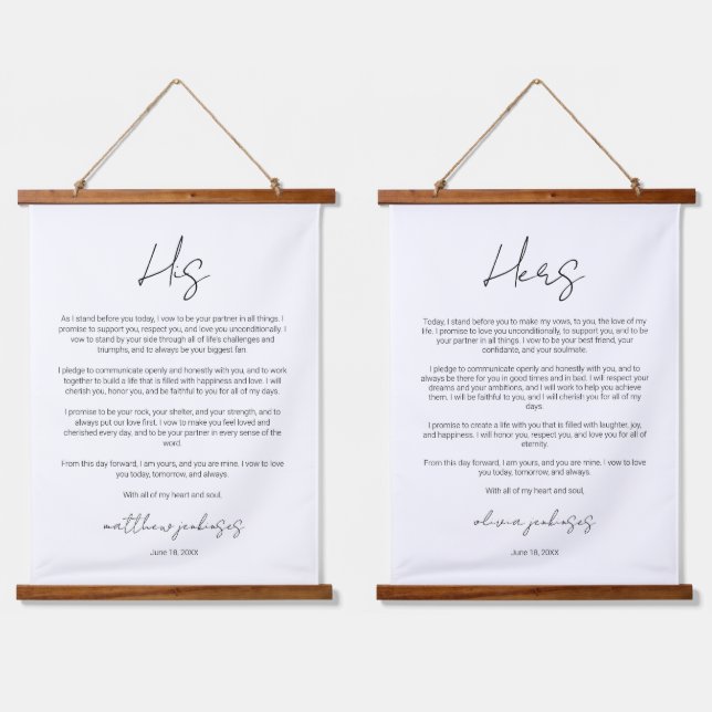 Elegant Script Wedding Vows Anniversary Hanging Tapestry (Double)