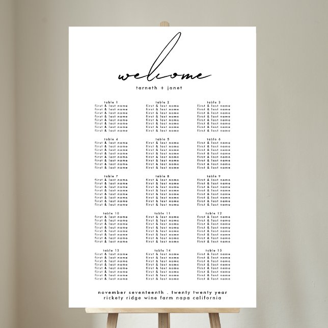 Elegant Script Wedding Welcome Seating Chart (Creator Uploaded)
