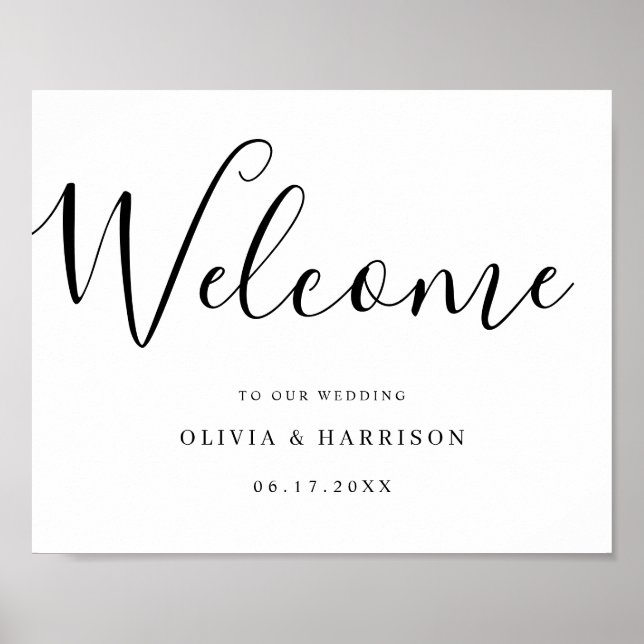 Elegant Script Wedding Welcome Sign (Front)