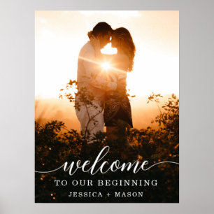 Elegant Script Wedding Welcome Sign Printed Poster