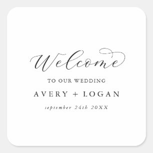 Elegant Script Wedding Welcome Square Sticker