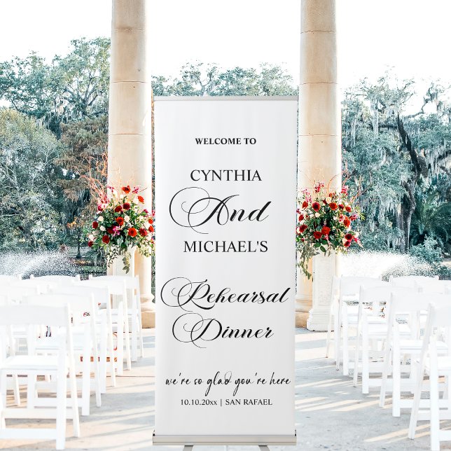 Elegant Script 'Welcome to our Rehearsal Dinner' Retractable Banner (Creator Uploaded)