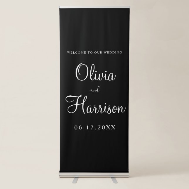 Elegant Script Welcome To Our Wedding Retractable Banner (Front)