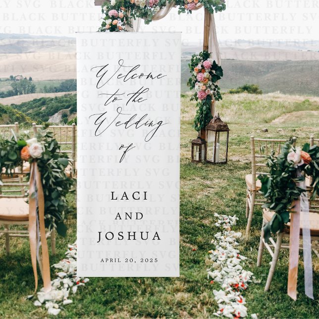 Elegant Script Welcome Wedding Banner | Custom  (Welcome Wedding Sign Banner)