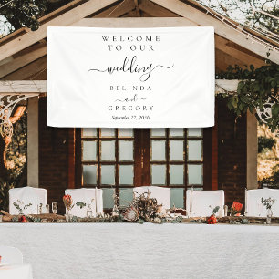 Elegant Script Welcome Wedding Hanging Sign 