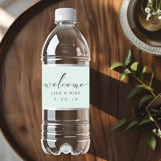 Elegant Script Welcome Wedding Water Bottle Labels (Creator Uploaded)