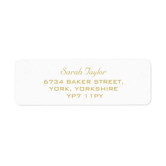 Elegant Script White and Gold Name Label  (Front)