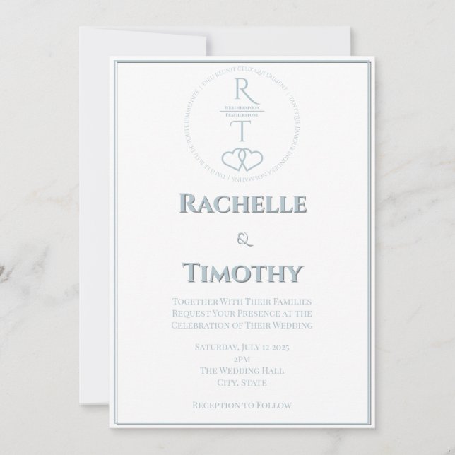 Elegant Script White Grey Editable Wedding Invitation (Front)