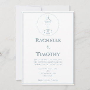 Elegant Script White Grey Editable Wedding Invitation