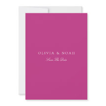Elegant Script White & Magenta Save The Date Card