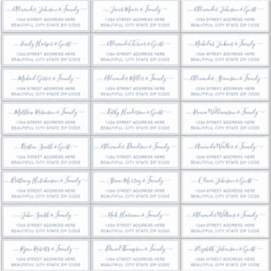 Elegant Script White Navy Wedding Guest Address 
