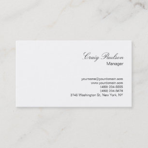 Elegant Script White Plain Simple Business Card